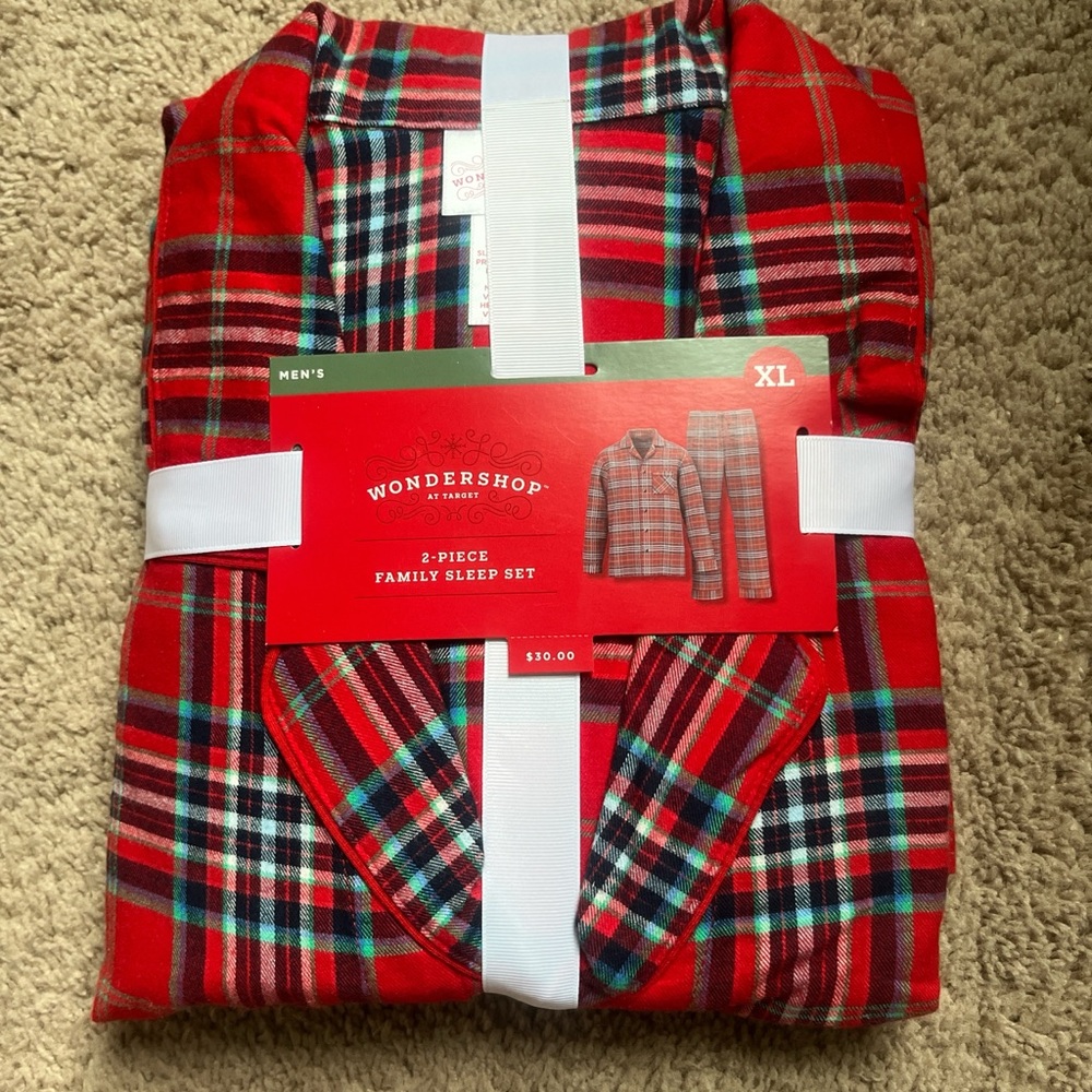 Wondershop Red Plaid Kids Pajama Set with Green and Black Accents